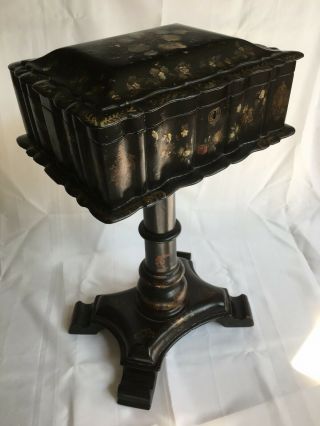 A Victorian Papier Mache Sewing Table In Wonderful