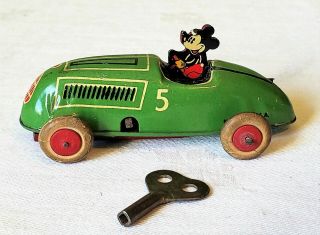 Early Lindstrom Toys Wind - Up Mickey Mouse Race Car 30 