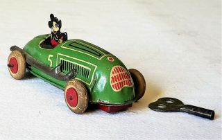 Early Lindstrom Toys Wind - Up MICKEY MOUSE RACE CAR 30 ' s V RARE NMINT 3