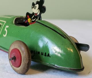 Early Lindstrom Toys Wind - Up MICKEY MOUSE RACE CAR 30 ' s V RARE NMINT 7