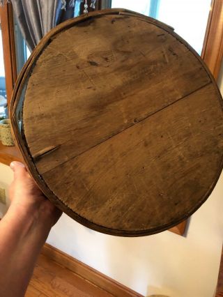 Antique Primitive Round Bentwood Pantry Cheese Box Wood 15” Round 10