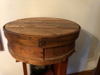 Antique Primitive Round Bentwood Pantry Cheese Box Wood 15” Round