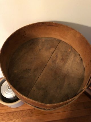 Antique Primitive Round Bentwood Pantry Cheese Box Wood 15” Round 7