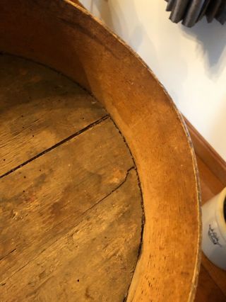 Antique Primitive Round Bentwood Pantry Cheese Box Wood 15” Round 9