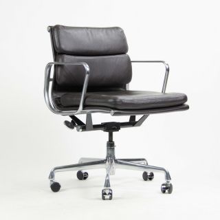 Eames Herman Miller Soft Pad Low Aluminum Group Chair Brown Leather 2000 ' s 7x 10