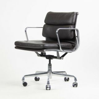 Eames Herman Miller Soft Pad Low Aluminum Group Chair Brown Leather 2000 ' s 7x 4