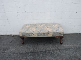 French Carved Solid Walnut Upholstered Early 1900s Footstool Ottoman 8356 11