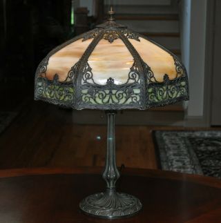 Antique Art Nouveau Slag Glass Lamp Miller 5