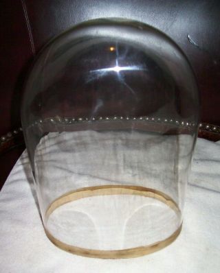 Victorian Antique Oval Hand Blown Glass Dome Globe Mantle