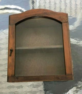 Small Vintage Wood & Glass Hanging Or Shelf Display Case Cabinet