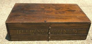 Small Antique Belding Heminway 3 Drawer Wood Spool Cabinet Store Display Case