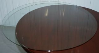 SMALL ROUND MAHOGANY DINING TABLE SEATS FOUR PEOPLE WITH GLASS TOP PIECE 6