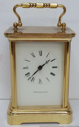 Tiffany Desk Carriage Clock Vintage Brass