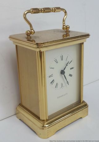 Tiffany Desk Carriage Clock Vintage Brass 2