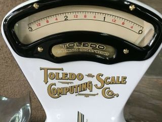VINTAGE TOLEDO 3 LB CANDY SCALE W/ORIGINAL PAN SEES CANDY THEMED 2