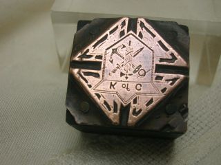 Vintage Letterpress Printing Block K Of C Knight Of Columbus Symbol 1 " Anchor