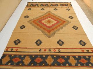 Large Antique Oriental Hand Made Wool Colourful Kilim Runner Rug 336x240cm (199)