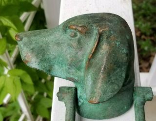 Vintage Bronze German Shorthair Pointer Hound Head Door Knocker - Neat