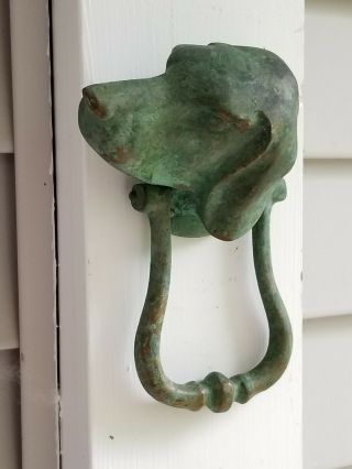 Vintage Bronze German Shorthair Pointer Hound Head Door Knocker - NEAT 3