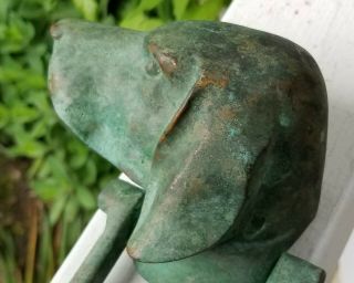 Vintage Bronze German Shorthair Pointer Hound Head Door Knocker - NEAT 5