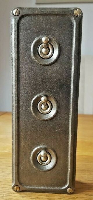Britmac Vintage Industrial Light Switch Three 3 Gang Salvaged Reclaimed Factory
