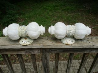 Antique Vintage 2 Matching Pair Ornate Milk Glass Sconces Fixtures With Outlets