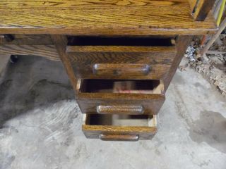 Vintage 7 Drawer Oak Rolltop Desk With 2 Writing Boards 5