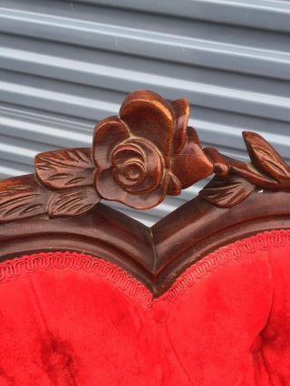 Antique Victorian RED HEART Arm Chair Rose Carved.  PICK UP ONLY 4