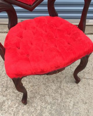 Antique Victorian RED HEART Arm Chair Rose Carved.  PICK UP ONLY 5
