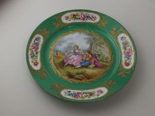 French Antique,  Sevres Porcelain,  1872,  Chateau de Dreux.  2 Plates,  Hand Painted 7