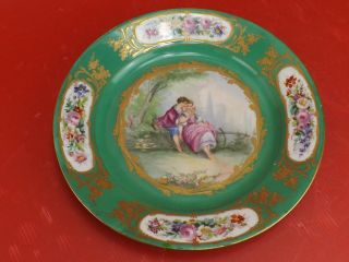 French Antique,  Sevres Porcelain,  1872,  Chateau de Dreux.  2 Plates,  Hand Painted 8