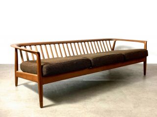 Vintage Mid Century Danish Modern Teak Spindle Sofa Couch Folke Ohlsson Dux 1960