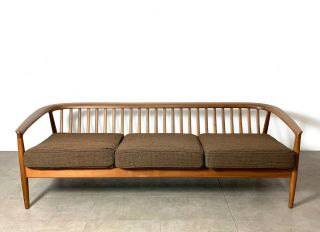 Vintage Mid Century Danish Modern Teak Spindle Sofa Couch Folke Ohlsson Dux 1960 3