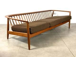 Vintage Mid Century Danish Modern Teak Spindle Sofa Couch Folke Ohlsson Dux 1960 6