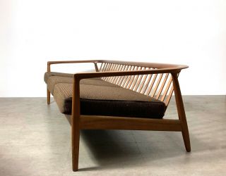 Vintage Mid Century Danish Modern Teak Spindle Sofa Couch Folke Ohlsson Dux 1960 8
