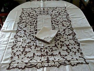 Vintage Madeira Linen Tablecloth 84 