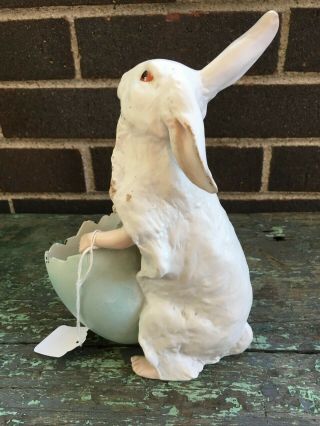 RARE Antique German Bisque Piano Baby Porcelain Figurine Bunny Rabbit Easter 4