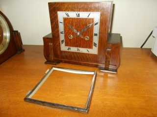 1930 ' s BRITISH ENFIELD SQUARE DIAL 8 DAY ART DECO TIME/STRIKE MANTEL CLOCK 11