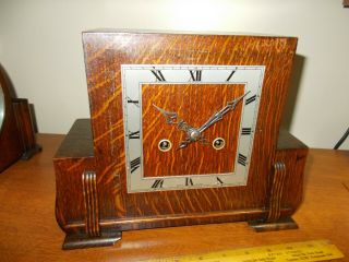 1930 ' s BRITISH ENFIELD SQUARE DIAL 8 DAY ART DECO TIME/STRIKE MANTEL CLOCK 2