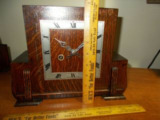 1930 ' s BRITISH ENFIELD SQUARE DIAL 8 DAY ART DECO TIME/STRIKE MANTEL CLOCK 3