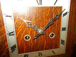 1930 ' s BRITISH ENFIELD SQUARE DIAL 8 DAY ART DECO TIME/STRIKE MANTEL CLOCK 4