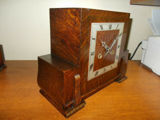 1930 ' s BRITISH ENFIELD SQUARE DIAL 8 DAY ART DECO TIME/STRIKE MANTEL CLOCK 5