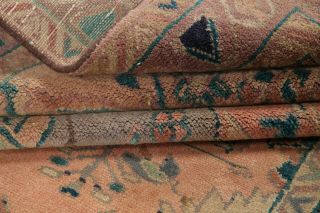 Antique MUTED PEACH Geometric Heriz Area Rug Distressed Wool Carpet 4 ' x7 ' 11