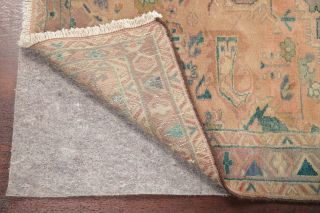 Antique MUTED PEACH Geometric Heriz Area Rug Distressed Wool Carpet 4 ' x7 ' 12