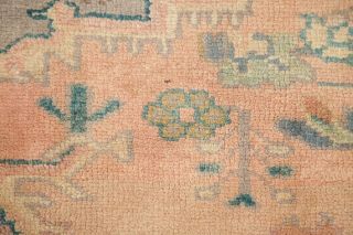 Antique MUTED PEACH Geometric Heriz Area Rug Distressed Wool Carpet 4 ' x7 ' 9