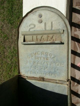 Antique Primitive 1908 Metal PENNY STAMP Mailbox Approved Postmaster General 11