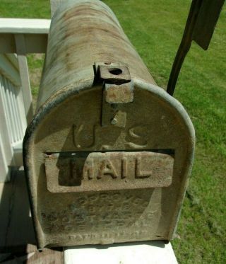 Antique Primitive 1908 Metal PENNY STAMP Mailbox Approved Postmaster General 2