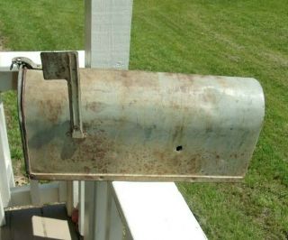 Antique Primitive 1908 Metal PENNY STAMP Mailbox Approved Postmaster General 6