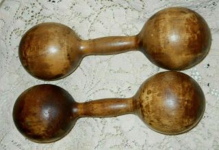 Antique Wooden Dumbbells & Juggling Pins Primitive Wood 5