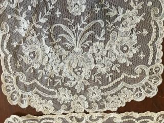 3 - Lg Antique French Tambour Net Lace Textile Doilies FABULOUS 3